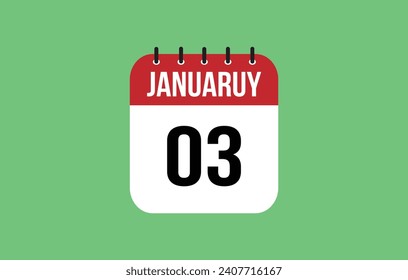 3 january calendar icon. Calendar template for the days of january. Red banner for dates and business