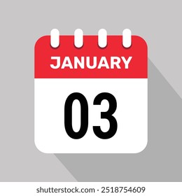 Diseño gráfico de Vector de iconos de calendario del 3 de enero