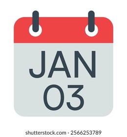 3 January Calendar Vector Icon Symbol.