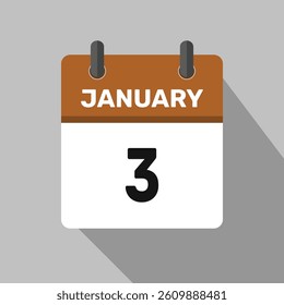 3 january calender icon text page monthly web design.