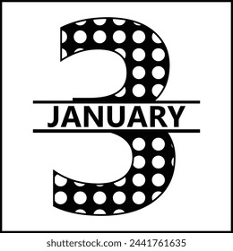 3 January Floral Split Silhouette Counting Vector Design | Print Design | Cut file | Shirt Design | Birthday Gift