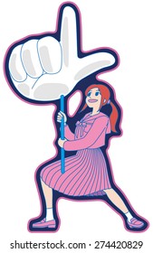 3- The Japanese schoolgirl indicating the direction at the "big hand". [Please toward the upper direction.]