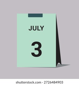 3 july calendar date icon minimal desk calendar vector illustration