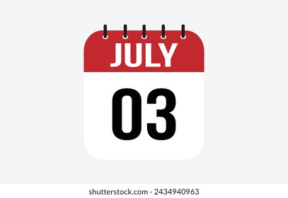 3 July Calendar. July Calendar Vector Illustration.