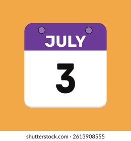 3 july calender icon text page monthly web design.
