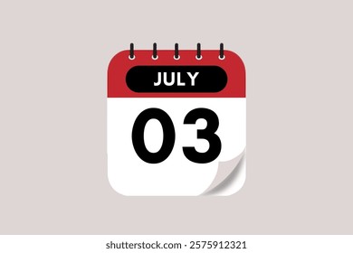 3 July month single day vector, illustration, calendar with maroon, rose and white color background calendar July 3