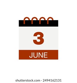 3 june calendar date icon vector eps