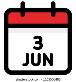 3. June - Calendar Icon - Vector Illustration - Vector