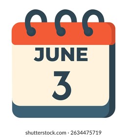 Vector del calendario del 3 de junio sobre fondo blanco
Calendario de Vector con fecha