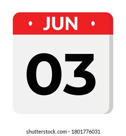 3 June Flat Style Calendar Icon