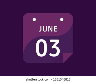 3. Juni, 3. Juni Symbol Einzeltagskalender Vektorgrafik