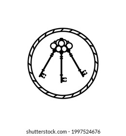 3 keys in the circle rope property logo design vector
