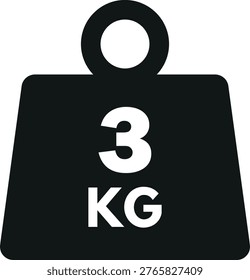 3 kilogram icon isolated on white background . 3 kilogram weight icon .Vector illustration