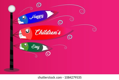 3 koinobori carp children days japan pink background