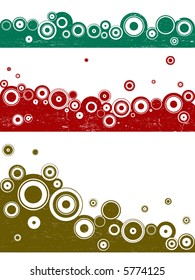 3 Landscape circle vector elements with grunge effects. Each in a separate layer, Elements are grouped so colors can be changed easily.