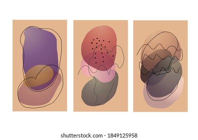 3 large sets of abstract art backgrounds with watercolor smudge elements vector, brushstroke textures decor with art acrylic poster design. Contemporary art wall decor.