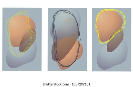 3 large sets of abstract art backgrounds with watercolor smudge elements vector, brushstroke textures decor with art acrylic poster design. Contemporary art wall decor.