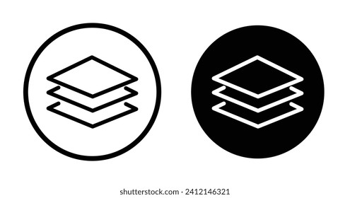 3 Ebenensymbol-Set. Drei Stockwerke und Papier Stack Vektorsymbol in schwarz gefüllt und umrissen. Mehrere flache Schichten signieren.