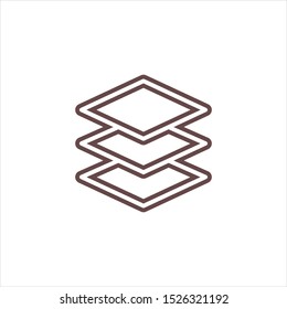 3 layer icon, stack level, height floor thin line web symbol on white background - editable stroke vector illustration eps10