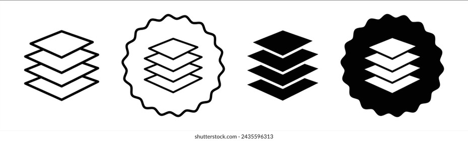 3 Layer set in black and white color. 3 Layer simple flat icon vector