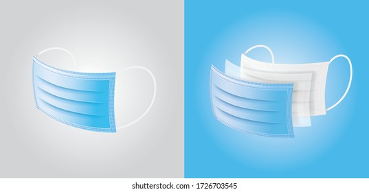 3 Layers Medical Mask In Vector Isolated