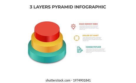 3 layers of pyramid infographic element vector, layout template for presentation, annual report, banner, etc