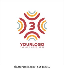 3 letter abstract logo design template. Line vector symbol. Premium elegant sign mark icon