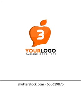 3 letter apple logo design. Social talk vector illustration.