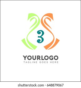 3 letter colorful tape logo, Twisted Infinity brand identity, square Ribbon logotype, wind icon.