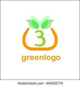 3 letter green identity. Tree leaf vector logo design, eco-friendly concept.