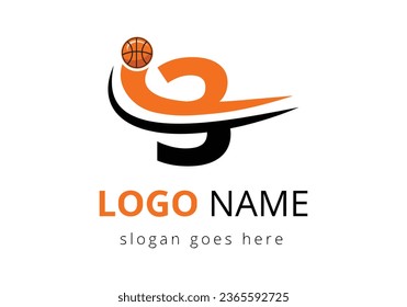 3 Letter Logo With Basketball Ball. Sports Symbol Vector Template Design