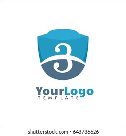 3 letter logo. Blue shield for Hotel, Reatil, Law, Finance, investment, Sport Club or any Luxury image Business