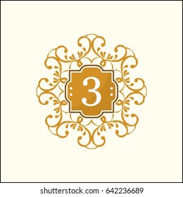 3 Letter Luxury Logo calligraphic elegant ornament lines. Business sign, identity for Restaurant, Royalty, Boutique, Hotel, Flower, Heraldic, Jewelry, Fashion and other vector illustration