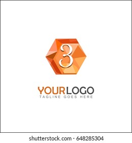 3 letter luxury monogram. Geometric hexagon vector logo design template. 