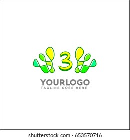 3 letter modern green line logo. Abstract tree element vector illustration. Best for identity and logotype.