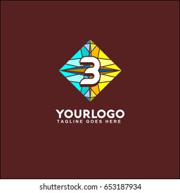 3 letter mosaic in the circle logo. sea stones. bright vector