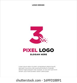 3 Letter pixel logo design modern template