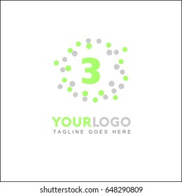 3 Letter Tech Brand Identity. Abstract Pixel Logo Design Element