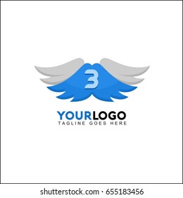 3 letter wing flag logo icon design template elements