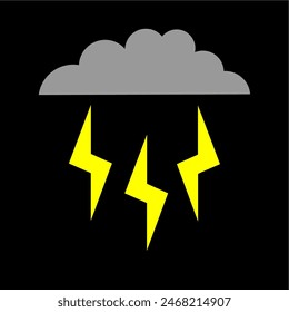 3 lightning strikes were yellow and the clouds were dark gray 