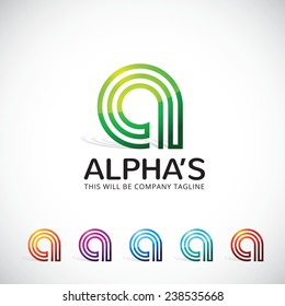 3 Lines Letter A logo symbol. six color options.