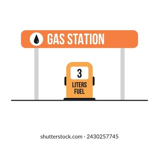3 liters fuel. Vector gas station for refueling isolated on white background