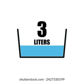 3 liters icon. Liquid measure vector design in liters isolated on white background