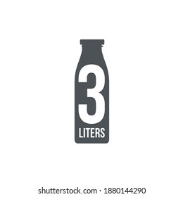 3 Liters l sign (l-mark) estimated volumes milliliters (ml) Vector symbol packaging, labels used for prepacked foods, drinks different liters and milliliters. 3 litre vol single icon isolated on white