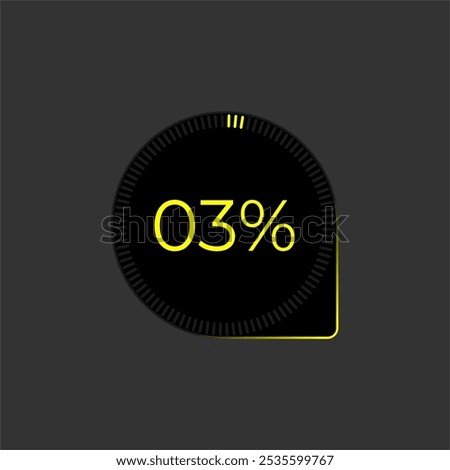 3% Loading. Ui Diagram vector. Download progress icon. Circle diagram interface. Three percent downloading.