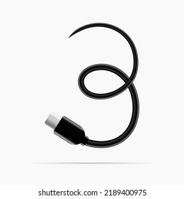 3 logo made of type c cable. Vector isolated font for digital design, template, application logo etc.