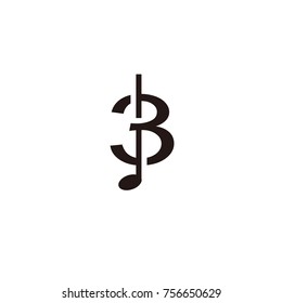 3 logo music note flat vector template