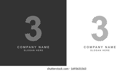 3 logo. 3 number icon. Vector illustration.