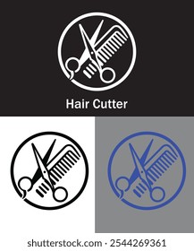 3 logos for hair cutter in different colors