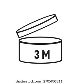 3 M SIGN Vektorgrafik, Verpackungssymbol Ablaufzeit in Monaten, Ablaufdatum